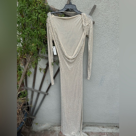 Naked Wardrobe CRYSTAL OPEN BACK GOWN in Bone New with Tags! - Picture 10 of 10